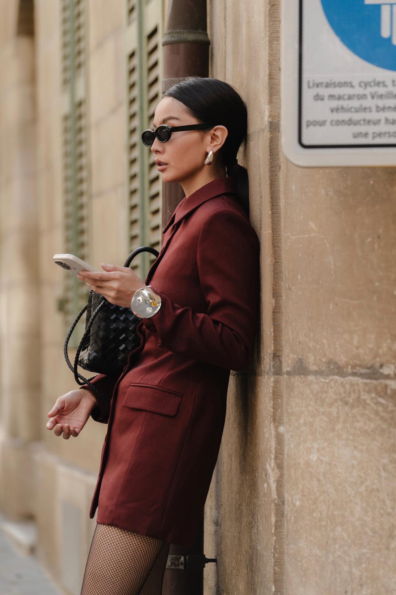 2409: Burgundy Blazer Dress
