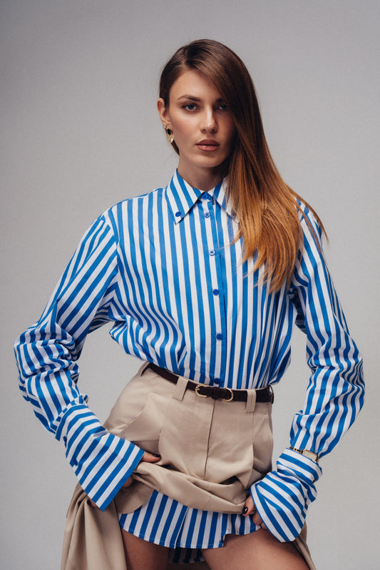 Long Shirt Stripes (blue, navy, yellow, green, green brown, brown)