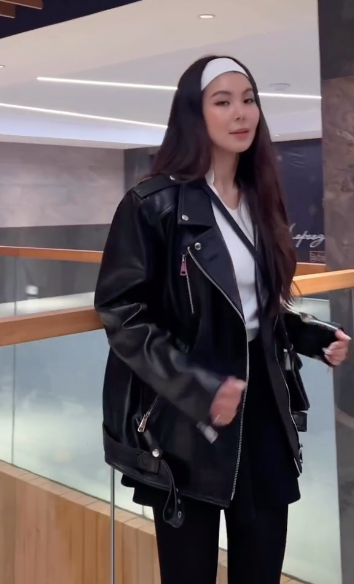 Classic Oversize Biker Leather Jacket (Long)